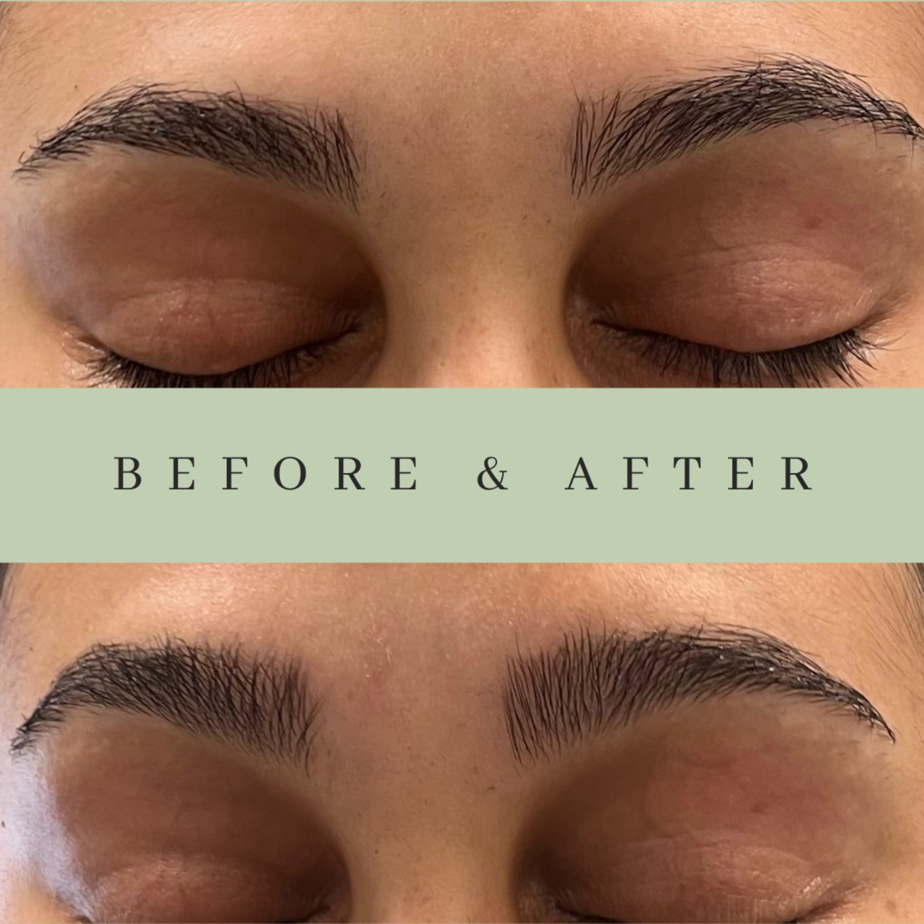 Testimonial photo of a woman's eyebrows after using the Brow Styling Wax & Clay.